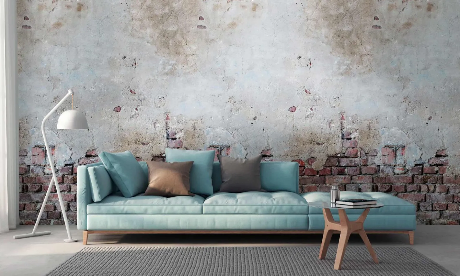 Fototapete Vlies Putz Mauer Backstein grau rot 38336-1