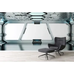 Fototapete Vlies Raumsschiff Optik grau schwarz