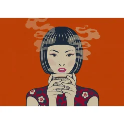 Fototapete Vlies Retro Japan Tee orange beige Premium