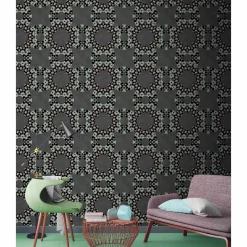 Fototapete Vlies Retro Kreise 3D schwarz weiß Premium