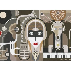 Fototapete Vlies Retro Musik Instrumente beige Premium