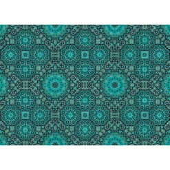 Fototapete Vlies Retro Pop Blumen 3D Neon blau Premium