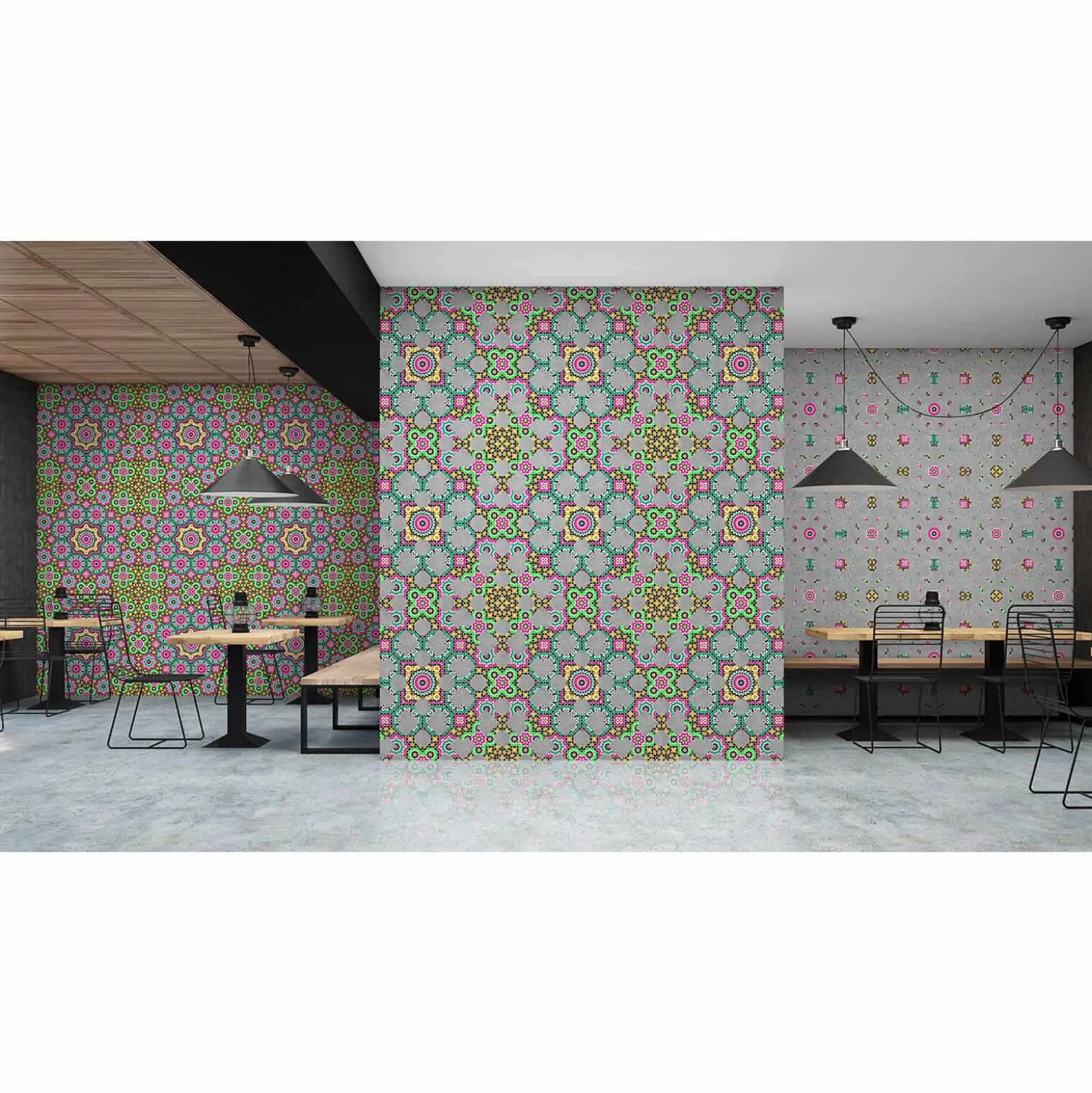 Fototapete Vlies Retro Pop Blumen 3D pink grün Premium