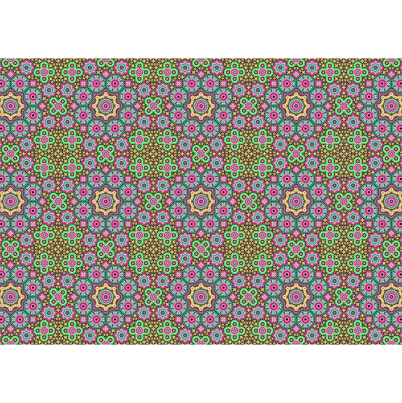 Fototapete Vlies Retro Pop Blumen 3D pink grün Premium