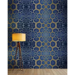 Fototapete Vlies Retro-Pop Muster blau gold Premium