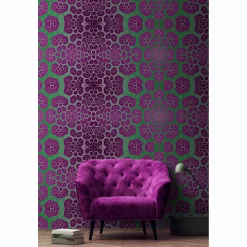 Fototapete Vlies Retro-Pop Muster grün violett Premium