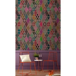 Fototapete Vlies Retro Pop Rauten beige bunt Premium