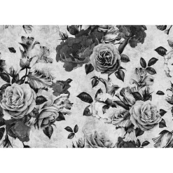 Fototapete Vlies Rosen Floral grau schwarz Premium