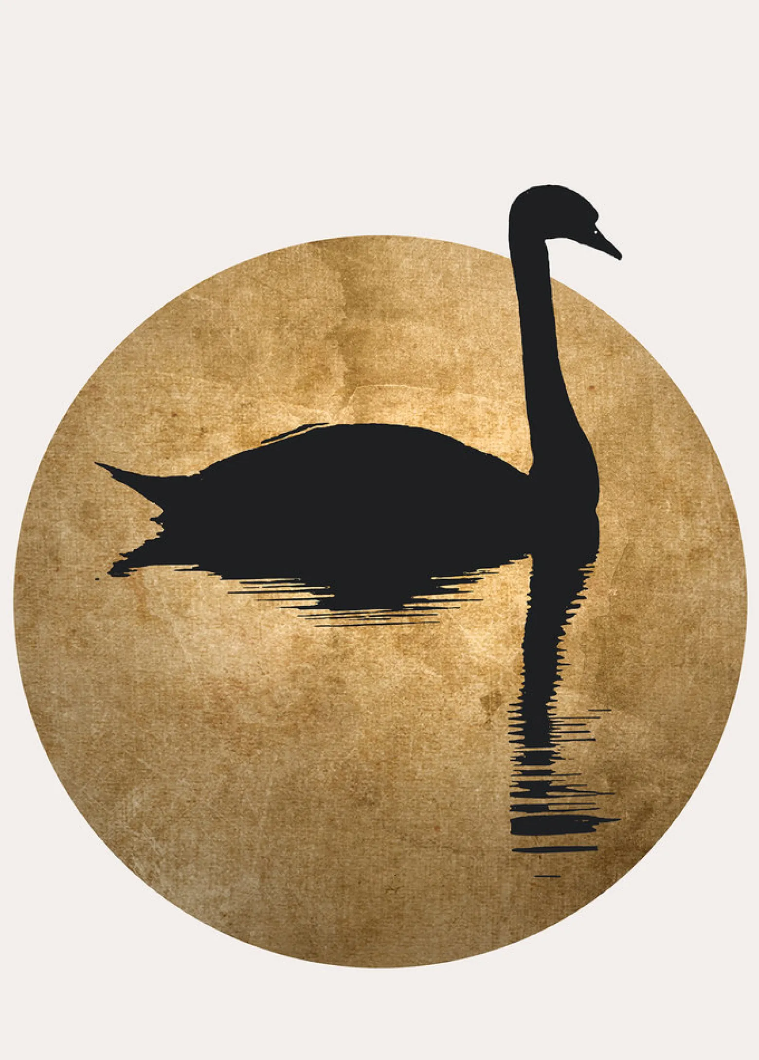 Fototapete Vlies Schwan See Mond gold schwarz