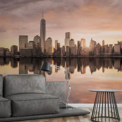 Fototapete Vlies Skyline New York grau braun gelb
