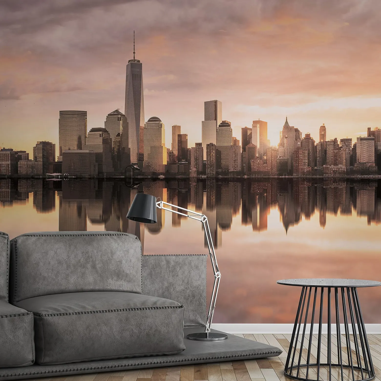 Fototapete Vlies Skyline New York grau braun gelb