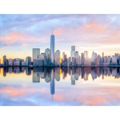 Fototapete Vlies Skyline New York blau gelb grau