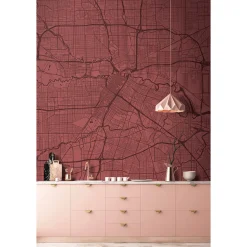 Fototapete Vlies Stadtkarte City Map rot schwarz Premium