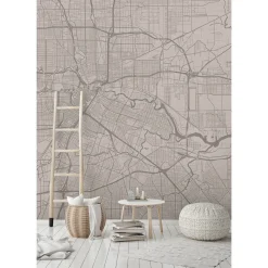 Fototapete Vlies Stadtkarte City Map grau Premium