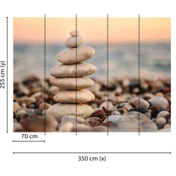 Fototapete Vlies Steine Kiesel Strand grau braun blau