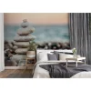 Fototapete Vlies Steine Kiesel Strand grau blau braun