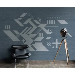 Fototapete Vlies Steinmauer Grafik blau Premium
