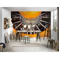 Fototapete Vlies Stern-Motor Design gelb grau