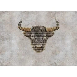 Fototapete Vlies Stier Waben Grafisch grau braun Premium
