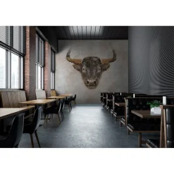 Fototapete Vlies Stier Waben Grafisch grau braun Premium