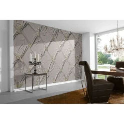 Fototapete Vlies Stoff Satin Ornamente beige