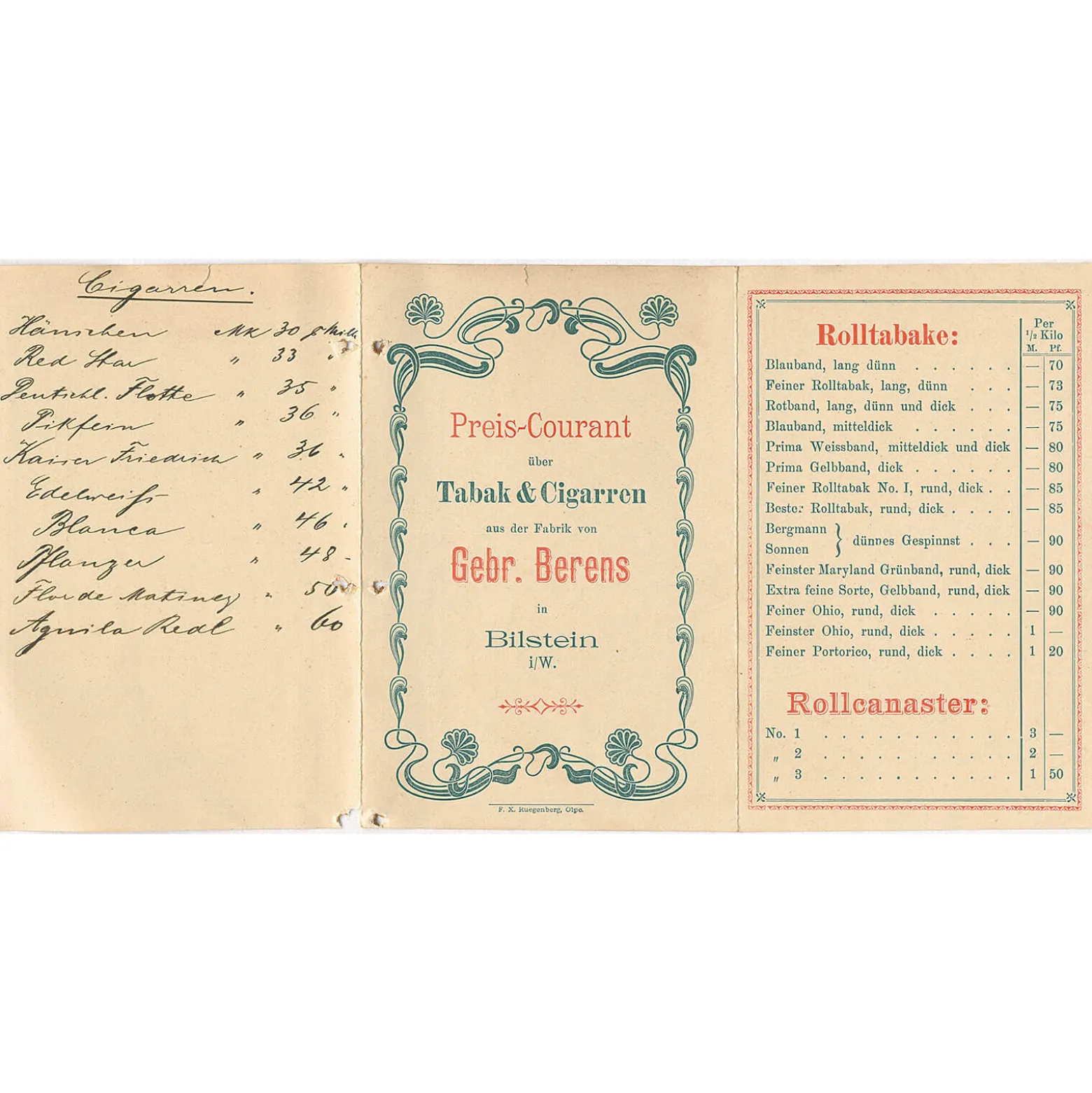 Fototapete Vlies Tabak Bestellung Flyer beige