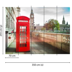 Fototapete Vlies Telefonzelle London Big Ben rot braun