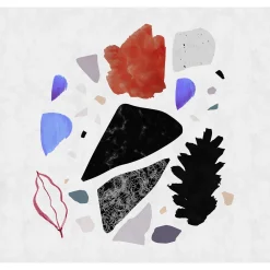Fototapete Vlies Terrazzo Kunst blau grau rot Premium
