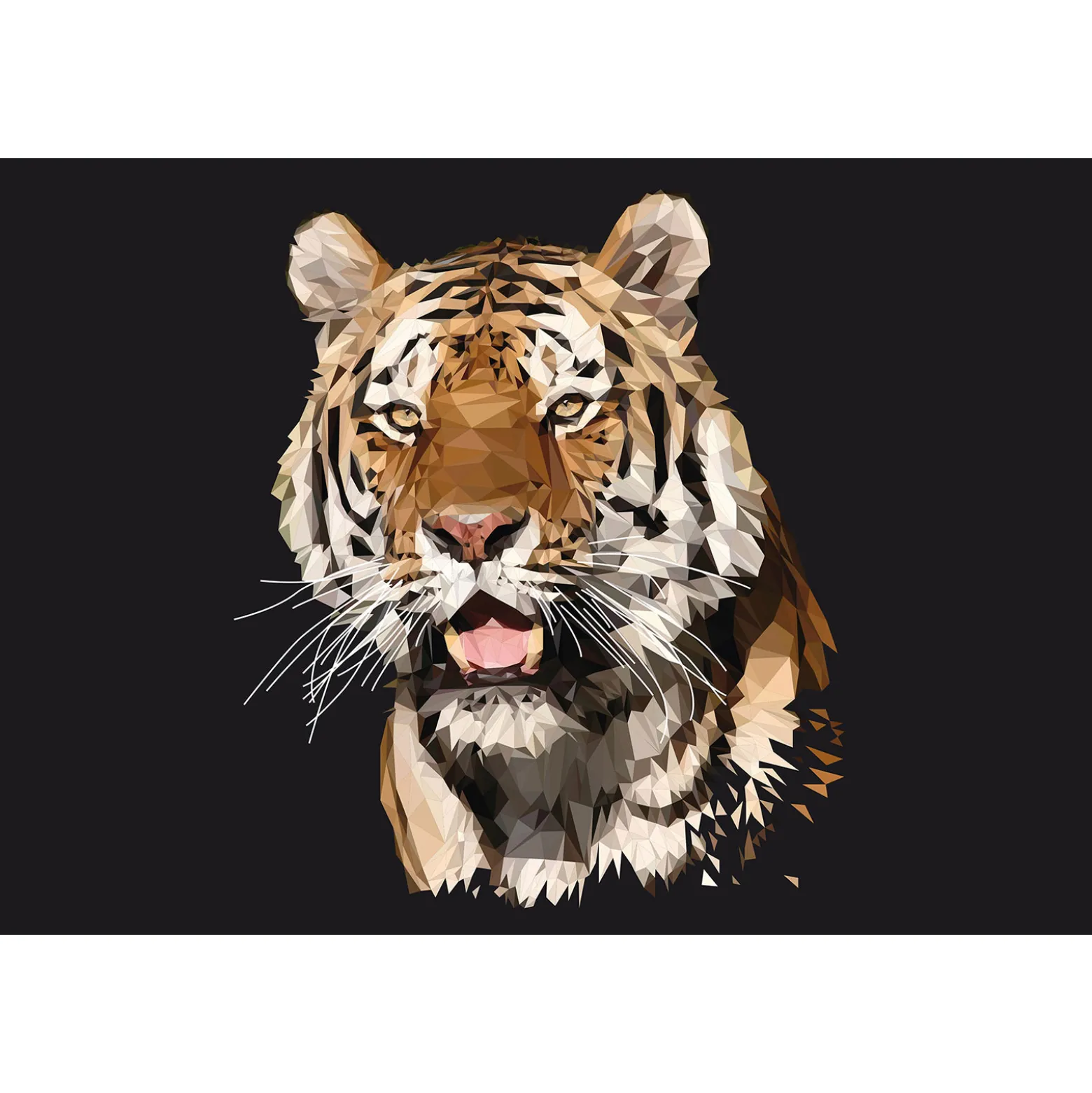 Fototapete Vlies Tiger Polygon Grafisch schwarz