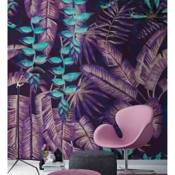 Fototapete Vlies Tropisch Blätter violett Premium