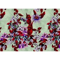 Fototapete Vlies Tropisch Blumen rot lila grün Premium