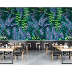 Fototapete Vlies Tropisch Blätter violett blau Premium