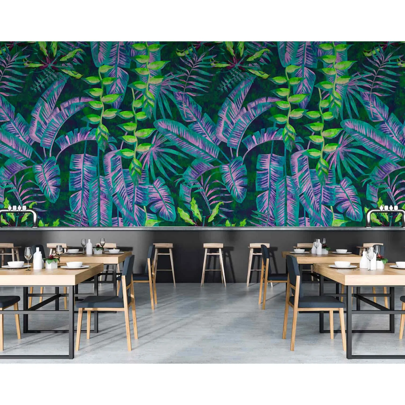 Fototapete Vlies Tropisch Blätter violett blau Premium