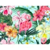 Fototapete Vlies Tropisch Flamingo Blumen pink grün blau