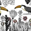 Fototapete Vlies Tukane Dschungel Natur schwarz