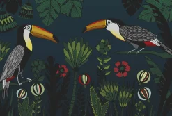 Fototapete Vlies Tukane Dschungel Natur blau