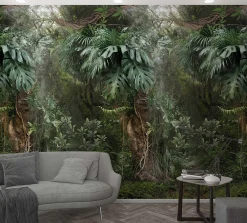 Fototapete Vlies Urwald Floral Pflanzen grün braun 47208