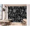 Fototapete Vlies Vögel Blumen Floral Tafel grau Premium