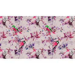 Fototapete Vlies Vögel Blumen Floral grau pink Premium