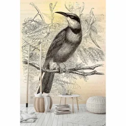Fototapete Vlies Vögel Tropisch creme gelb Premium