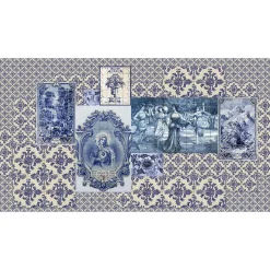 Fototapete Vlies Vintage Fliesen beige blau Premium
