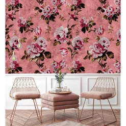 Fototapete Vlies Vintage Rosen rosa rot grün Premium