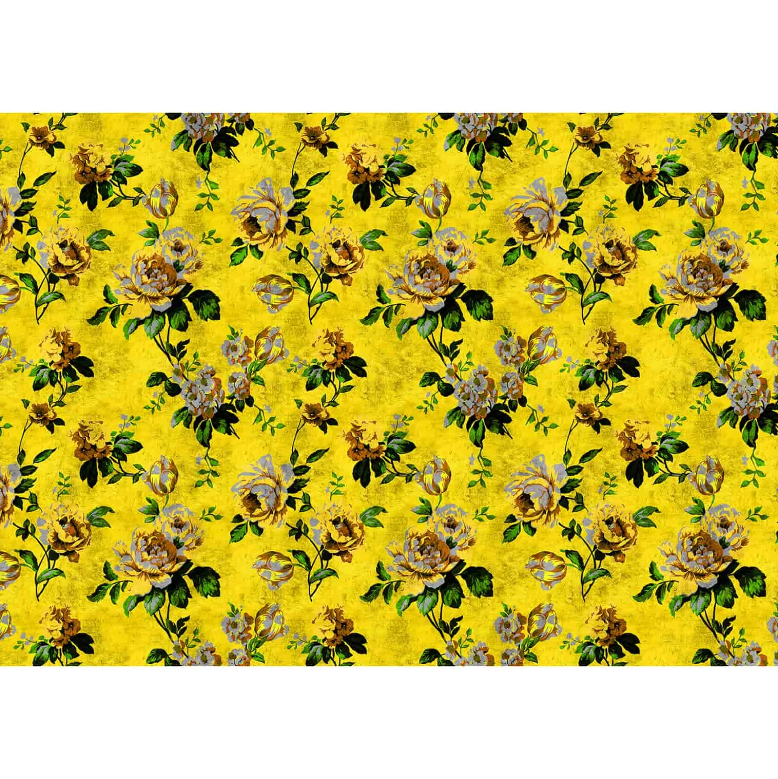 Fototapete Vlies Vintage Rosen gelb grün Premium