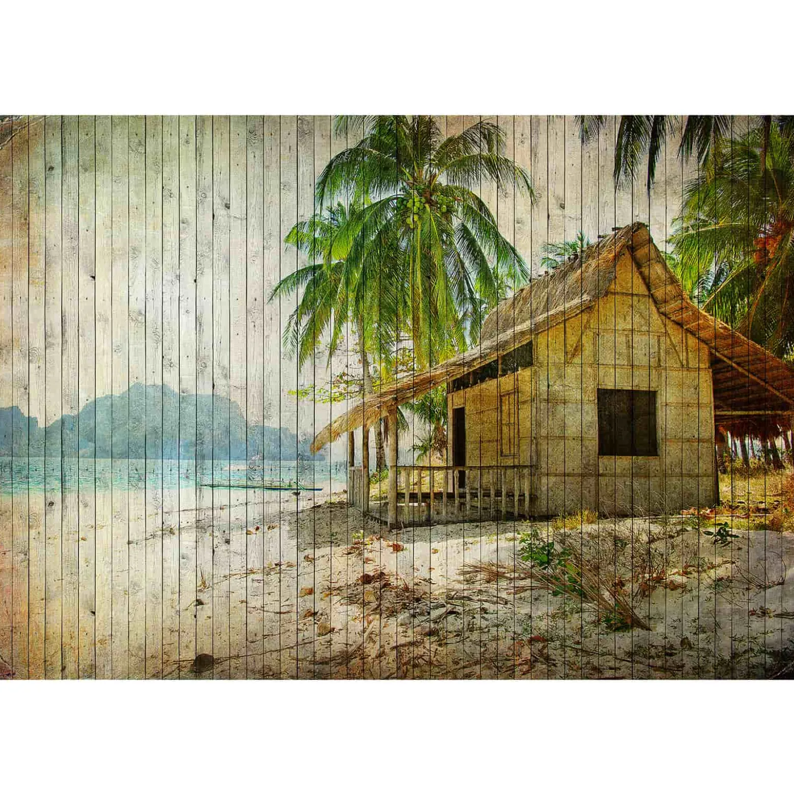 Fototapete Vlies Vintage Tahiti blau braun Premium