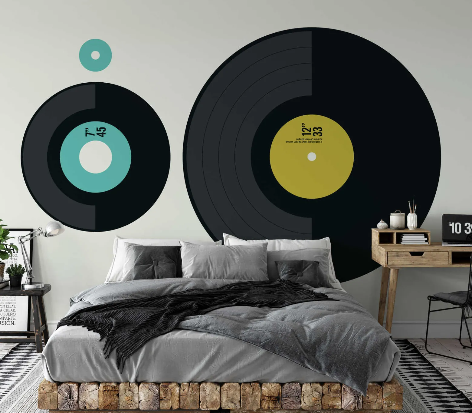 Fototapete Vlies Vinyl LP EP Retro schwarz blau