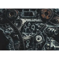 Fototapete Vlies V8-Motor Zahnräder schwarz
