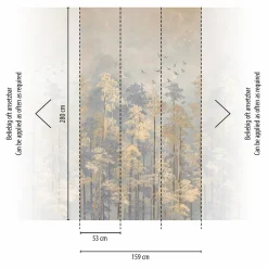 Fototapete Vlies Wald Aquarell Bäume Blau Beige 79144-7