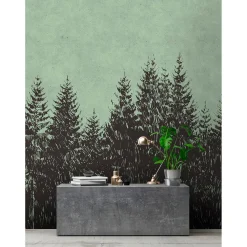 Fototapete Vlies Wald Bäume grün schwarz Premium