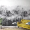 Fototapete Vlies Wald Bäume Nebel grau weiß 47268