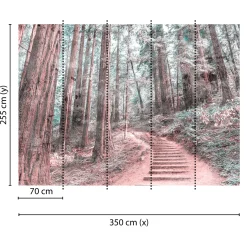 Fototapete Vlies Wald Treppe Weg blau grün Designwalls